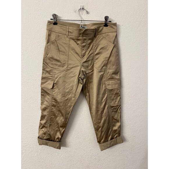Cache Gold Cargo Capri Pants women Size 4 Rayon Blend - Picture 1 of 5